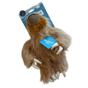 BarkBox Gordan the Sloth Dog Toy Plush Squeaker Medium Large Tan Brown NEW